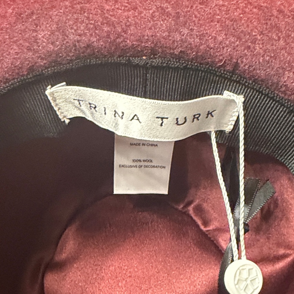 Trina Turk Burgundy and Black Wool Hat - Picture 2 of 15